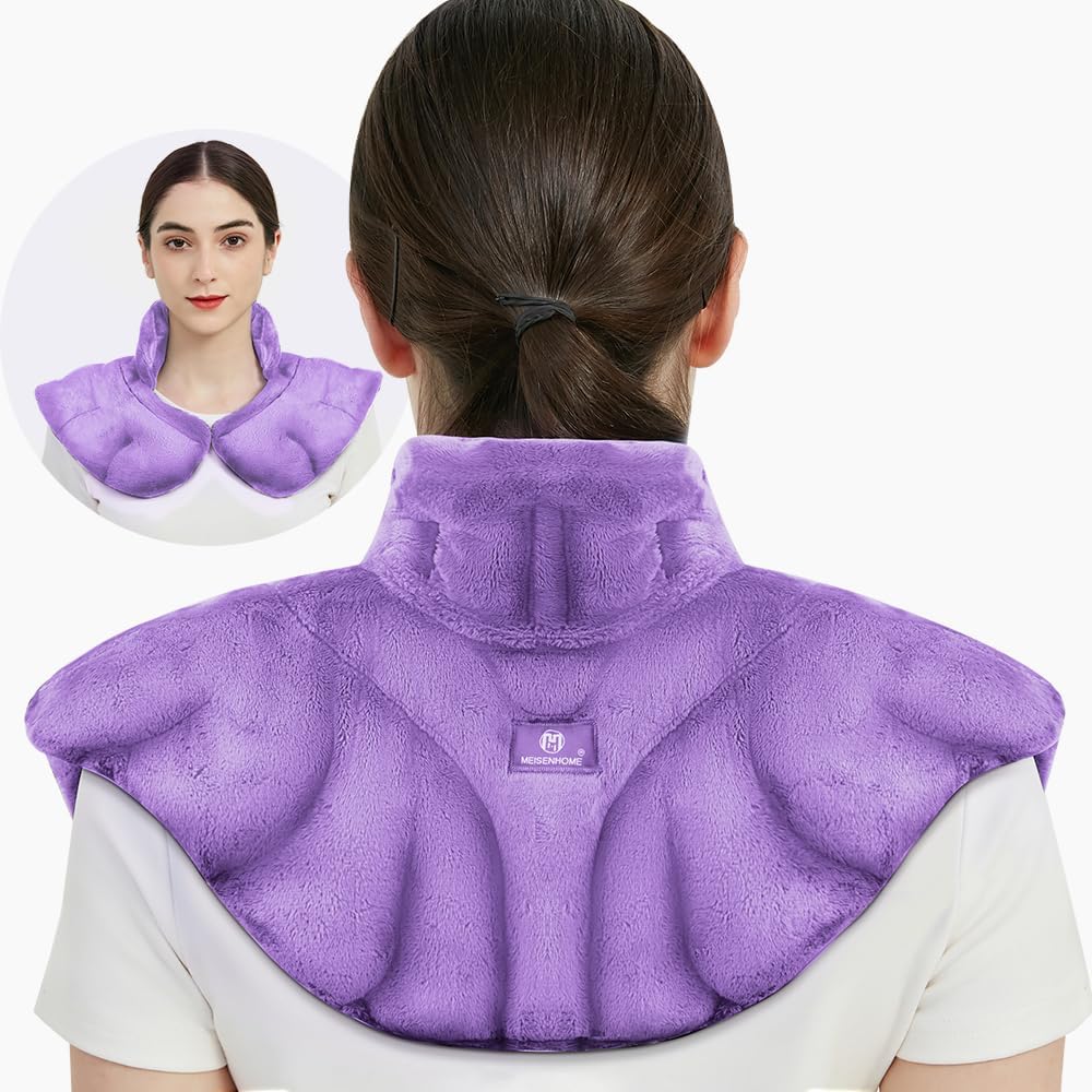 Microwave Heating Pad for Pain Relief, 8 x 18 Microwavable Moist Heat Pads for Neck, Shoulder, Back, Knee, Period Cramps, Rice Heat Pack Hot & Cold Compress Reusable & Portable, Grey