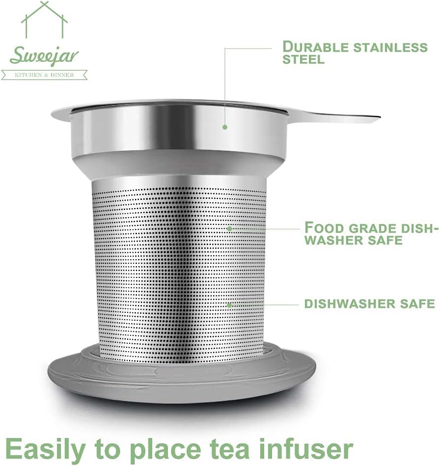Sweejar Porcelain Tea Infuser Mug with Lid, 16 oz Teacup with Strainers for Loose Leaf Tea, Microwave and Dishwasher Safe Coffee Mug(Purple)