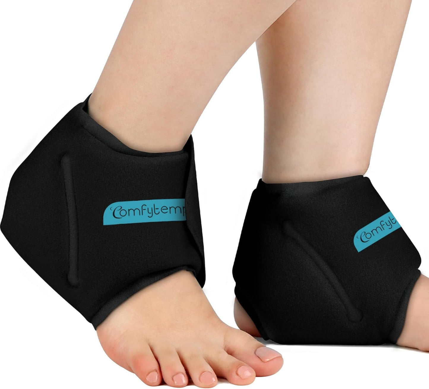 Comfytemp Ankle Ice Pack Wrap for Plantar Fasciitis, Swelling, Foot Pain Relief, FSA Eligible HSA, Gel Packs for Injuries Reusable, Hot Cold Compress for Achilles Tendonitis, Sprained Ankles, 2 Packs