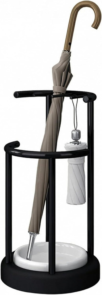Umbrella Stand with Detachable Drip Tray, Rustproof Entryway Storage Rack | Removable Drip Tray, Rustproof Sturdy Metal, Space-Saving Organizer, Multi-Use for Umbrellas, Easy Install for Home Office