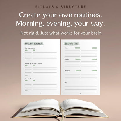 The ADHD Planner for Adults - Undated Daily & Weekly ADHD Journal for Disorganized People, 90 Days - Habit Tracker, Record Emotions & Mood - Academic Goals - Structure & Focus for Adults Brains