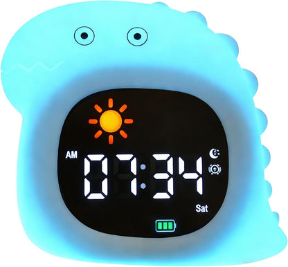 Kids Alarm Clock, Sunrise Alarm Clock with Night Light, LED Display Bedside Clock with Sleep Music Soothing Sounds, Snooze Function, 12/24H, 6 Adjustable Brightness for Bedroom, White Bear
