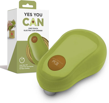 Kitchen Mama One Touch Electric Can Opener, Avocado | Opens with One Button Press, Auto-Stop, Smooth Edge, Cordless, Battery Operated