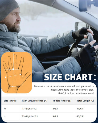 COMOIL Heated Fingerless Gloves Rechargeable - Digital Display Touchscreen Gloves, 3 Temp 4 Timer, Charge While Using, Dual-Side Heating for Men Women Winter Typing/Riding/Driving(M)