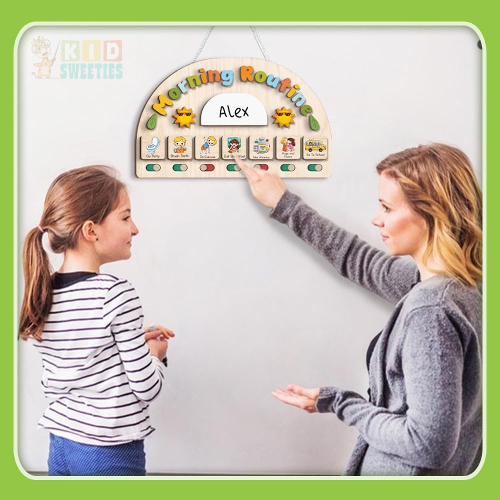 Morning Routine Chart for Toddler, Daily Routine Chart for Kids Age 2-6, Morning Schedule for Boy Girls, Visual Schedule, Chore Chart for Kids