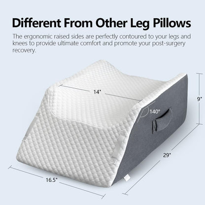 BlissfulNest Leg Elevating Pillow Leg Elevation Pillow for Legs/Knee/Ankle Post Surgery Memory Foam Cooling Fabric Eases Legs/Feet/Calves Pressure Speeds Post Surgery Recovery
