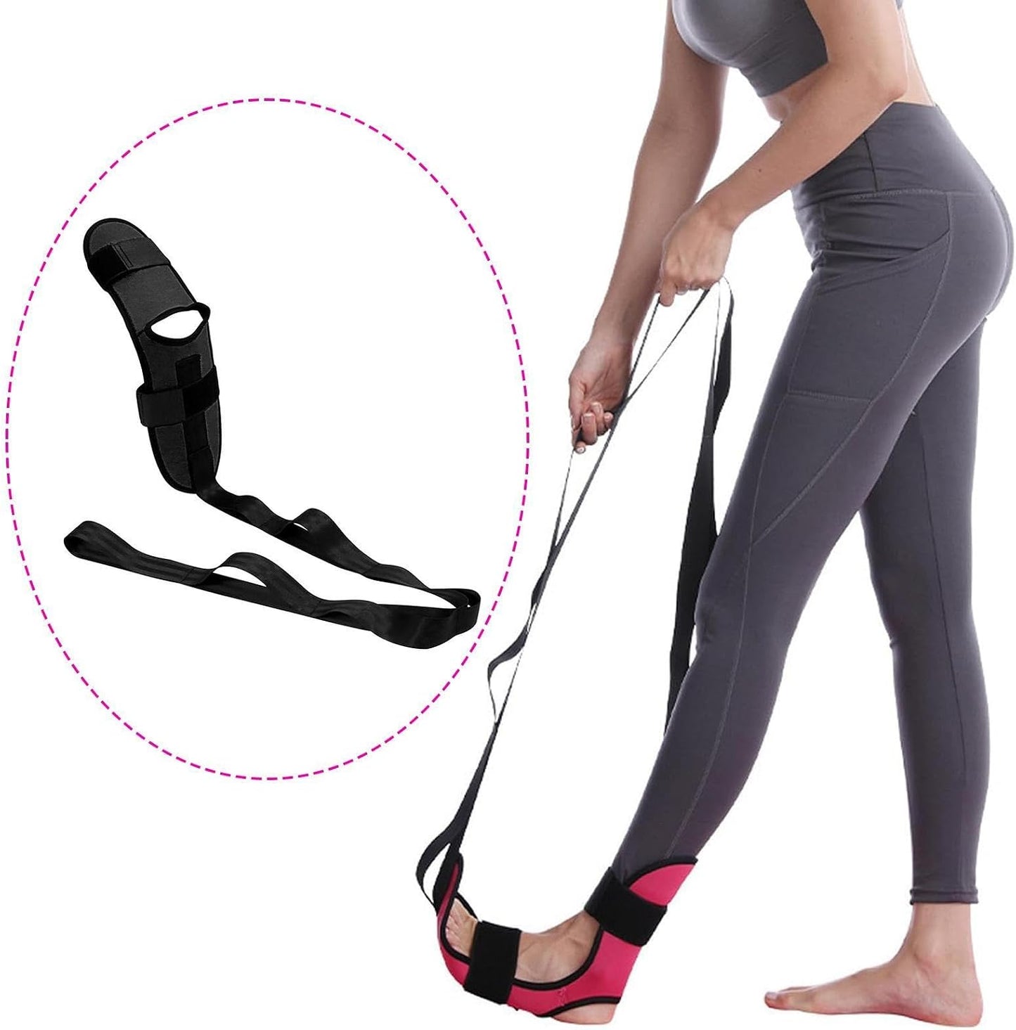 Stretching Strap with Loops for Foot And Calf Attachable Exercise Stretcher Strap Adjustable for Flexibility Mobility Pilates