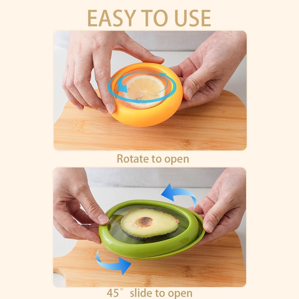EWUVP Avocado Saver and Tomato Holder, 4pcs Reusable Storage Containers for Fridge, Fruit and Veggie Storage Container - Ideal for Avocados, Tomatoes, Apples, Garlic, Onions, and More