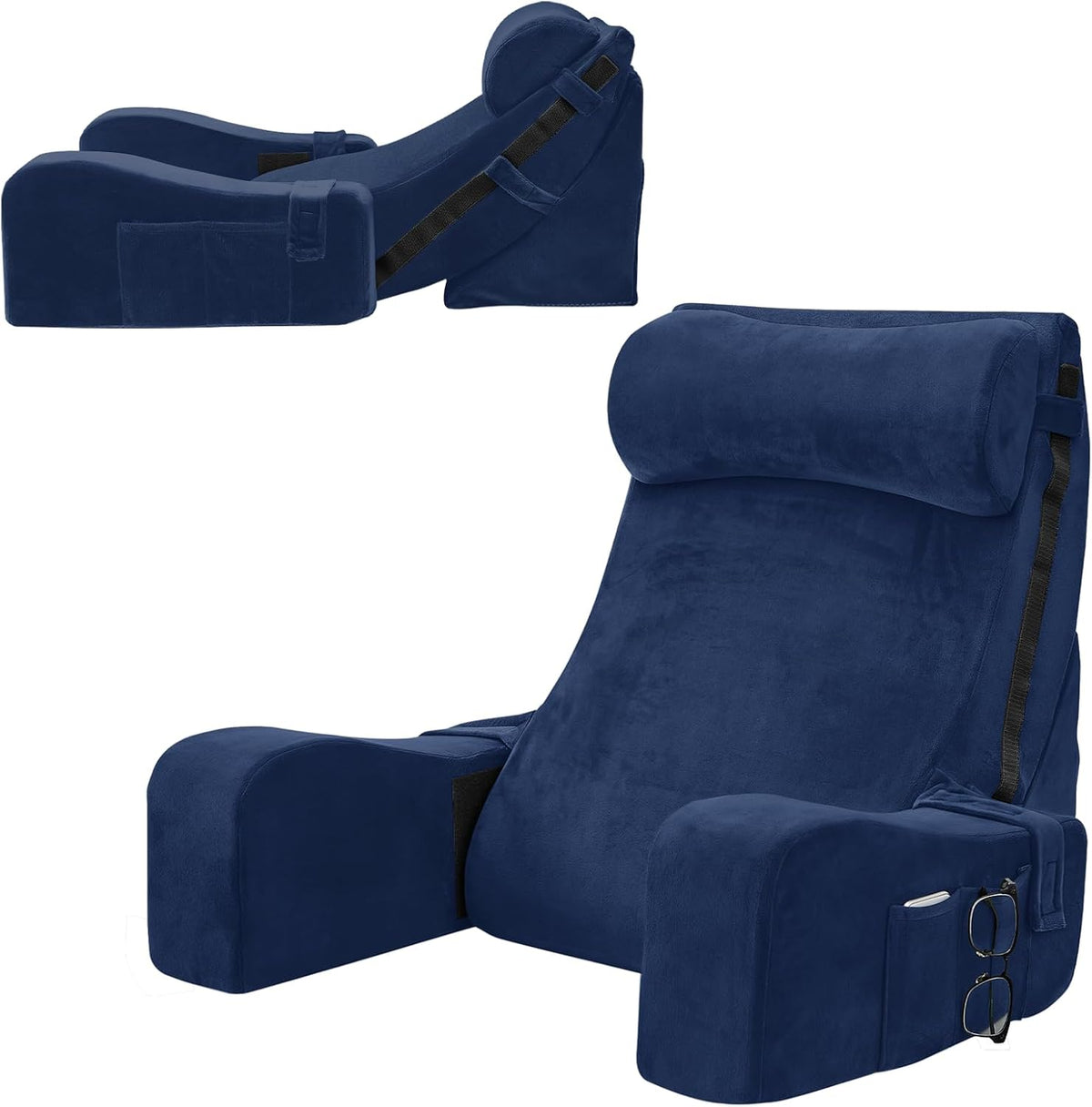 Sasttie 15-25 inch Adjustable Reading Pillow with Armrests, Dark Grey