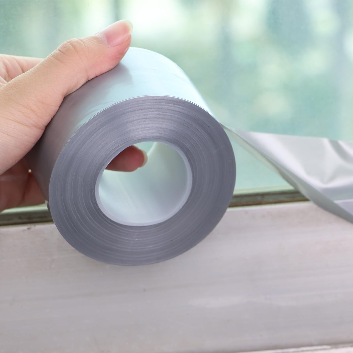 Qoqooice Transparent Window Weather Sealing Tape 2 Inch x 33 FT Weather Stripping Residue-Free Clear Window Insulation Tape for Doors Windows and Shower Glass Gaps