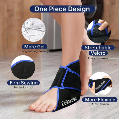Ankle Ice Pack Wrap for Swelling Foot Heel Pain Relief Reusable Gel-1Pack
