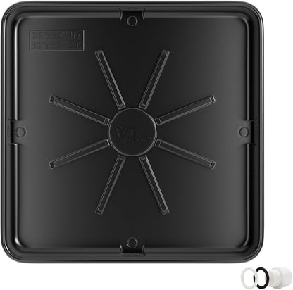 30x32inch Washing Machine Drain Pan, with Raised Edge, Black | Heavy Durable Plastic, with 1" Drain Fittings, Laundry Floor Protector, Waterproof Washing Machine Tray, Leak-Proof