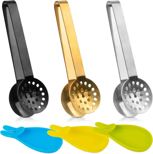 3 PCS Tea Bag Squeezer with 3 PCS Silicone Bunny Tea Bag Holders