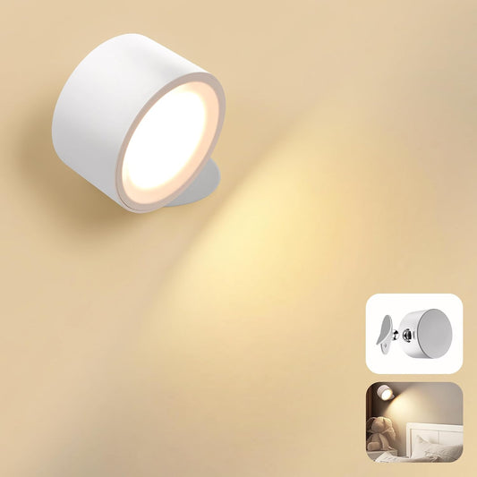 LED Wall Mounted Lamps, 3CCT Battery Operated Wall Lights, White-1 Pack