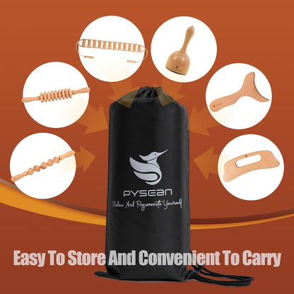 6 in 1 Wooden Massage Tool Set for Body Sculpting and Muscle Relief