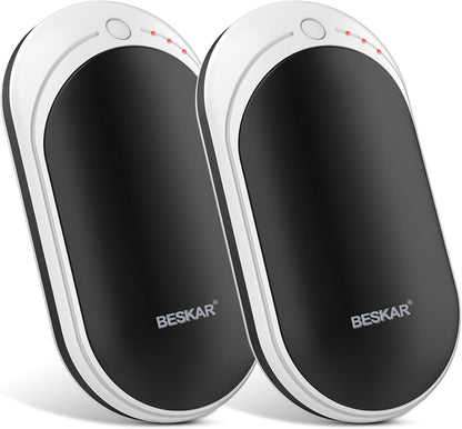 BESKAR Rechargeable Hand Warmer, 5200mAh Electric Hand Heater | Double Sided Heating, USB Quick Charge, Portable Pocket Hand Warmer for Outdoor, Golf, Raynauds