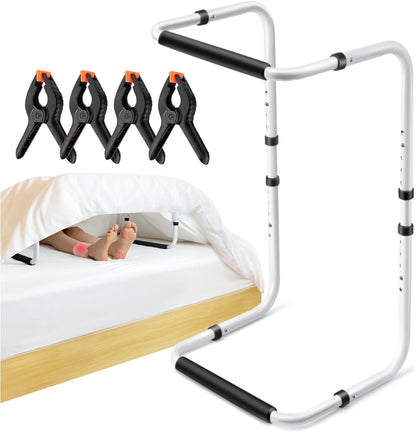 Blanket Lifter for Feet, Height Adjustable Non-Slip Blanket Lifters for Foot of Bed, Aluminum Alloy Blanket Support for Foot Knee Toes Leg Ankle Post Surgery Recovery, 4 Clips Included