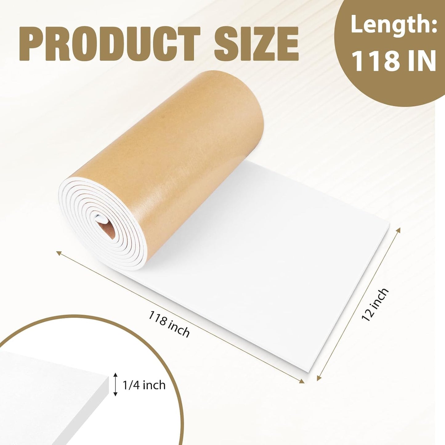 LSGCQ Sponge Neoprene Foam Padding Self Adhesive Foam Sheets, White | Closed Cell Foam Sheet Neoprene Rubber Pad for DIY Gaskets Shock Pads Liner Crafts, 12" Wide x 1/8" Thick x 59" Long