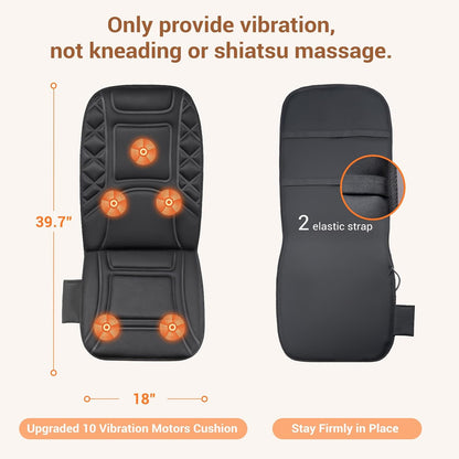 CARSHION 10 Vibrating Massage Nodes Back Massager Chair Pad for Pain Relief