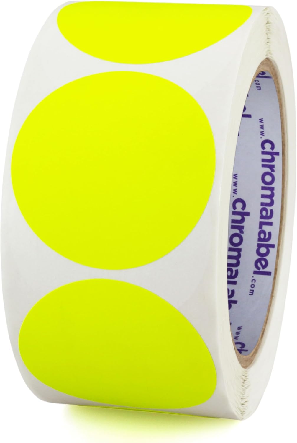 Fluorescent Green Dot Stickers, 2 Inch, 500/Roll | Writable Matte Paper Circle Stickers for Inventory, Classrooms, Offices, Retail, and Color Coding. Made in USA