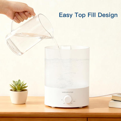 MEGAWISE Cool Mist Humidifier,Ultrasonic Humidifier with Aroma & LED Light