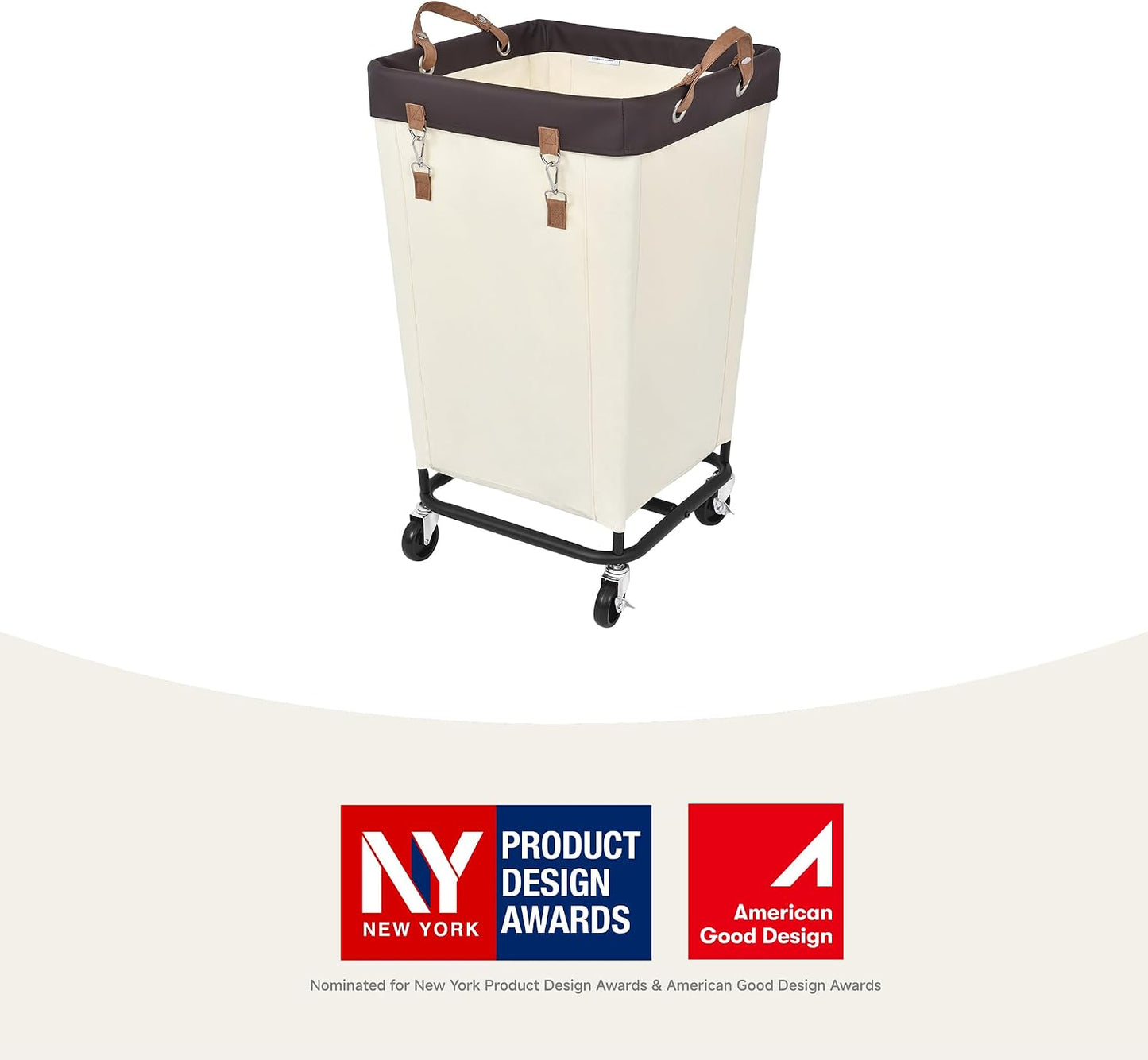 StorageWorks 160L Laundry Basket with Wheels, Rolling Hampers for Clothing | Beige Laundry Basket with Wheels, Metal Frame & Handles, Rolling Hamper for Bedroom, Bathroom, Dorm, Hotel