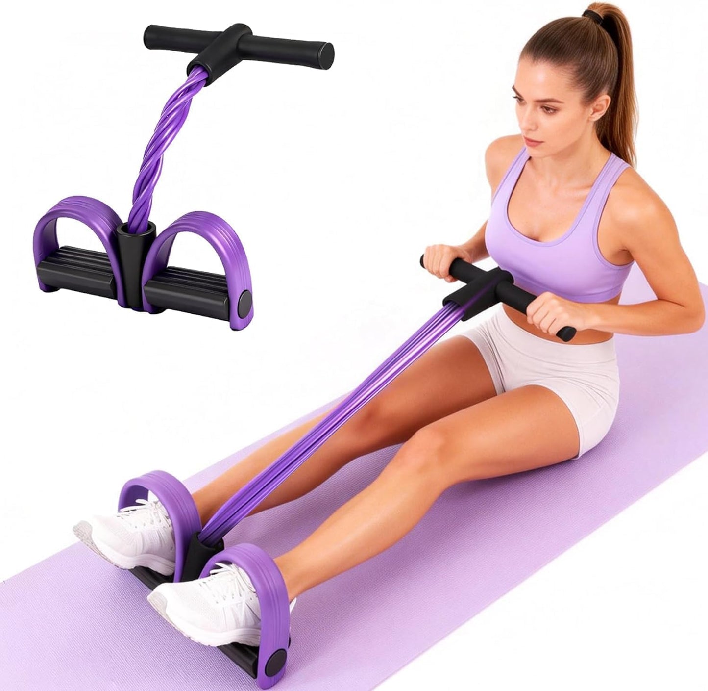 Multifunction Tension Rope, 6-Tube Elastic Yoga Pedal Puller Resistance Band, Natural Latex Tension Rope Fitness Equipment, for Abdomen/Waist/Arm/Leg Stretching Slimming Training