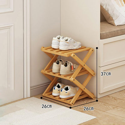 YYW Bamboo Shoe Rack for Entryway, Foldable Free Standing for Closet | Installation-Free Vertical Shoe Racks, Shoe Shelf for Living Room Bedroom, Easy To Assemble, Tawny 5 Layers