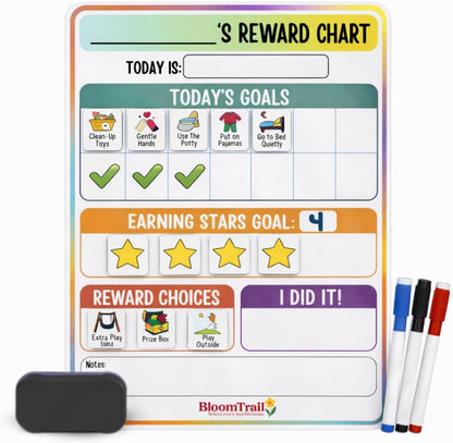 Reward Charts for Toddlers – Magnetic Daily Routine & Behavior Chart for Kids, Positive Reinforcement System for Home & Classroom, 70 Magnets, Dry Erase Board | reward chart toddlers magnetic daily routine behavior chart kids positive reinforcement