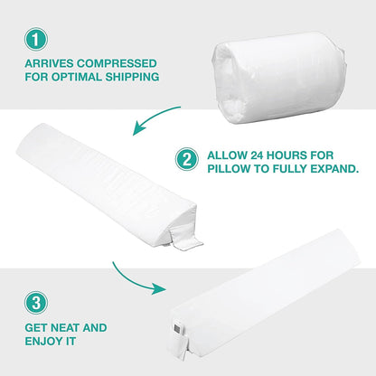Vekkia 34" Extra-Long Wedge Pillow,7.5" Bed Wedge Pillow for Sleeping,White | Pillow Wedge Back Support for After Surgery, Idea for Acid Reflux,Snoring Relief,Removable Washable Cover&Double Side Pockets