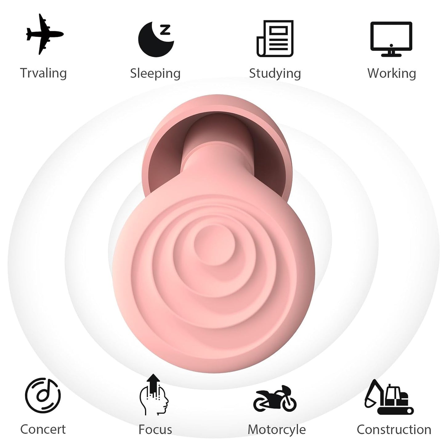 Yawsoy Ear Plugs for Sleeping Noise Cancelling, Reusable Soft Noise Reduction Earplugs for Sleep, Focus, Travel, Work, Motorcycle, Concert with 6 Silicone Ear Tips and 6 Foam Ear Tips - 25-35dB Black