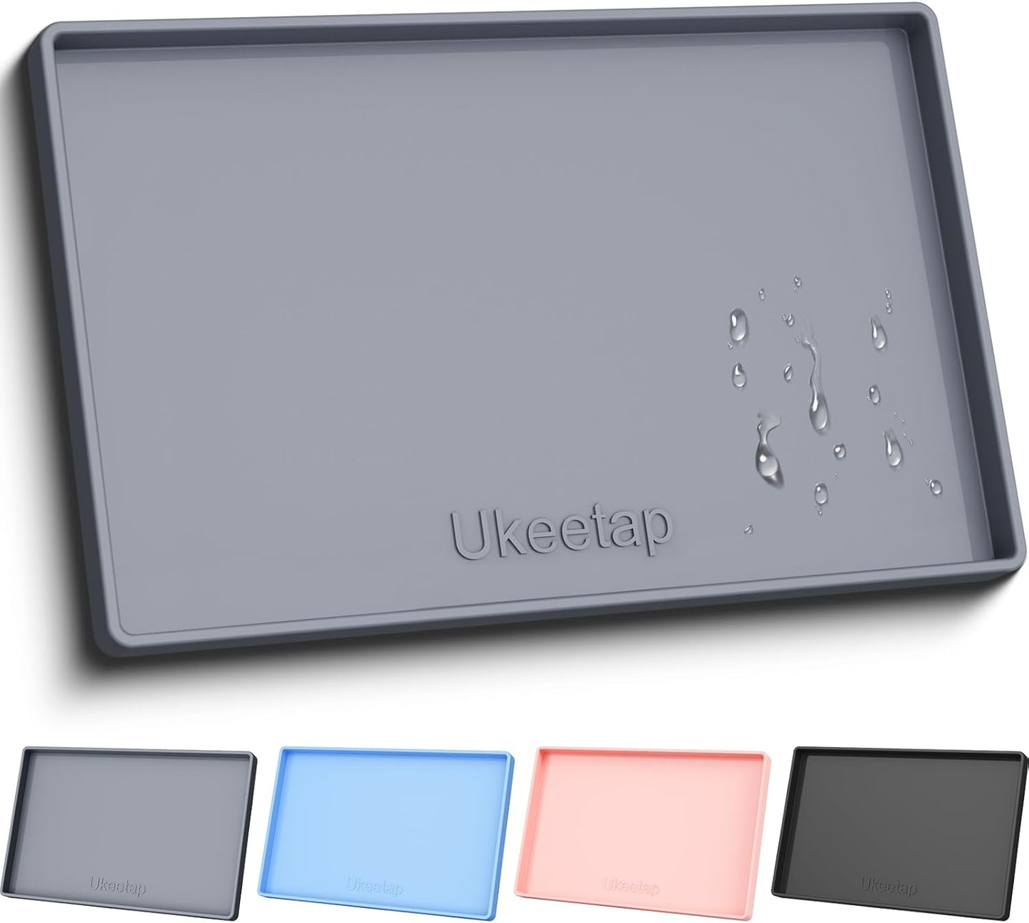 34" x 22" Extra Thick Silicone Mat Waterproof with Raised Edge, | Under Sink Mat for Kitchen & Bathroom, Kitchen Cabinet Liner, Multi-Purpose for Storage & Protection