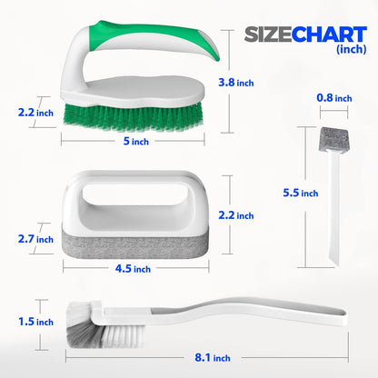 Holikme 7 Pack Cleaning Brush Scrub Brush Kitchen Brush for Floor,Green | Deep Cleaning Brush Set, Scrub Pads with Scraper Tip for Pool Walls, Bathroom, Grout, Floor, Bike, Tub, Shower
