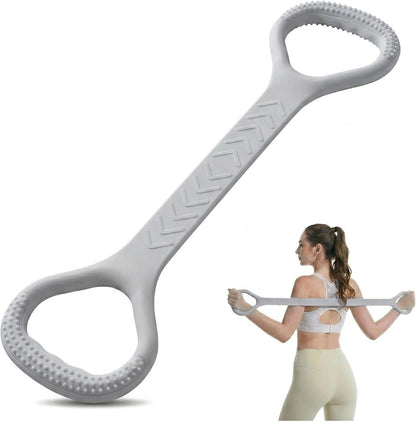 Figure 8 Resistance Band with Handles, Silicone Exercise Elastic Bands for Working Out Home Gym Office Travel, Non-Slip Full Body Arm Back Shoulder Stretch Bands for Yoga Pilates Women
