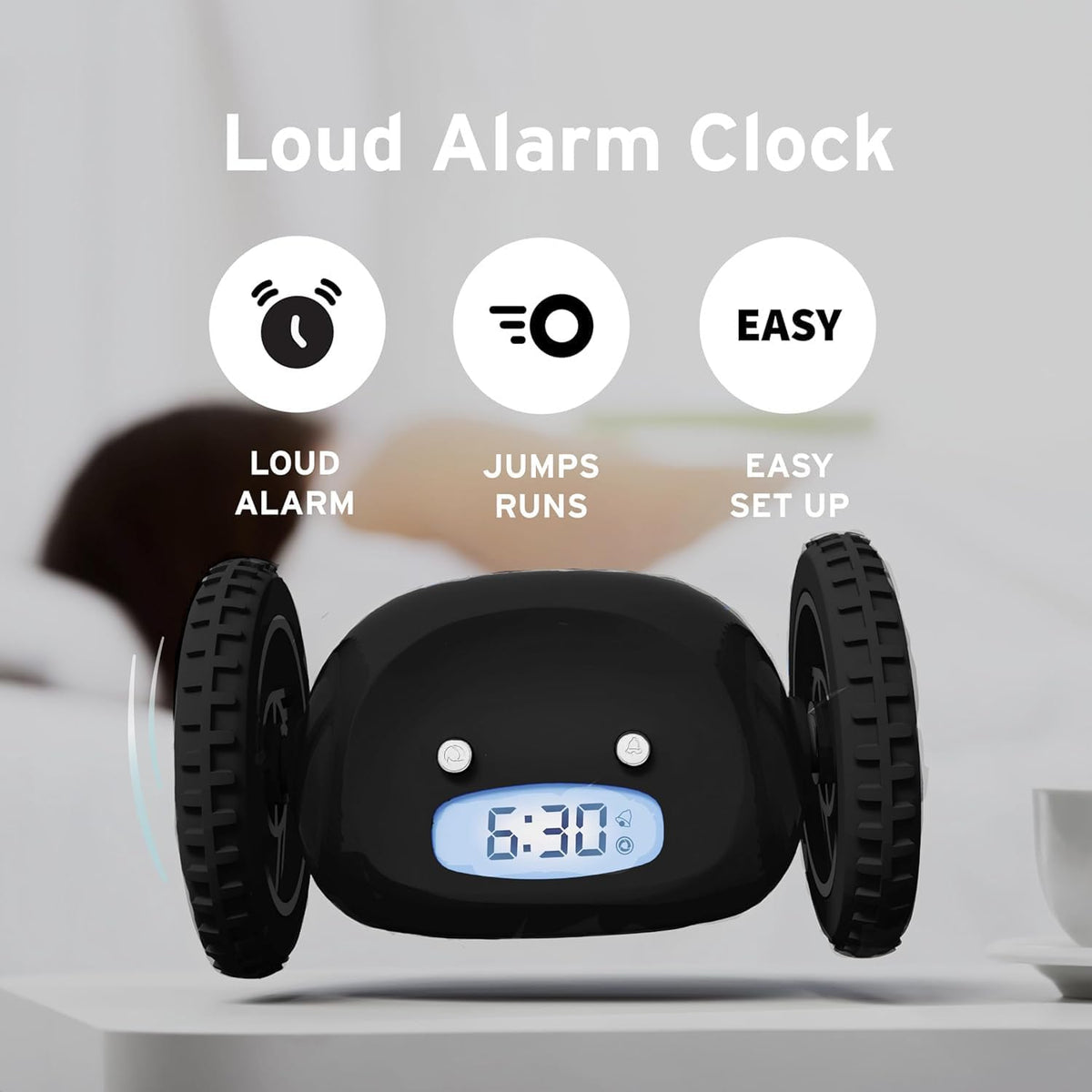 CLOCKY Alarm Clock on Wheels – Loud Rolling Alarm Clock for Heavy Sleepers