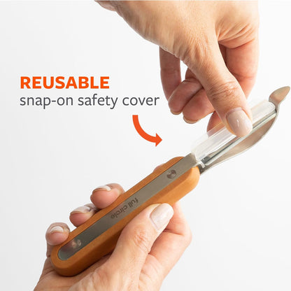 Full Circle Produce Peeler, Smooth Glide Straight Fruit and Vegetable Peeler: Stainless Steel, Sharp, Precise, and Eco-Friendly. Dishwasher Safe.