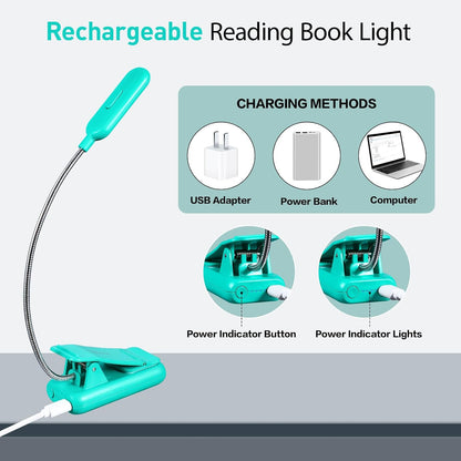 VAVOFO Rechargeable Book Light, Blue Light Blocking, Amber 1600K Clip On Reading Light, Eye Care 7 LEDs Kids Book Light for Reading in Bed with Power Indicator for Bookworms (Neon Orange)