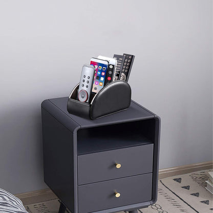 Pu Leather TV Remote Control Holder with 5 Compartments,Remote Caddy/Tray | Bedside Table Desk Storage Box/Organizer for Pen,DVD,Blu-Ray,Media Player,Heater Controller,Cosmetics,Glasses,Office Supplies