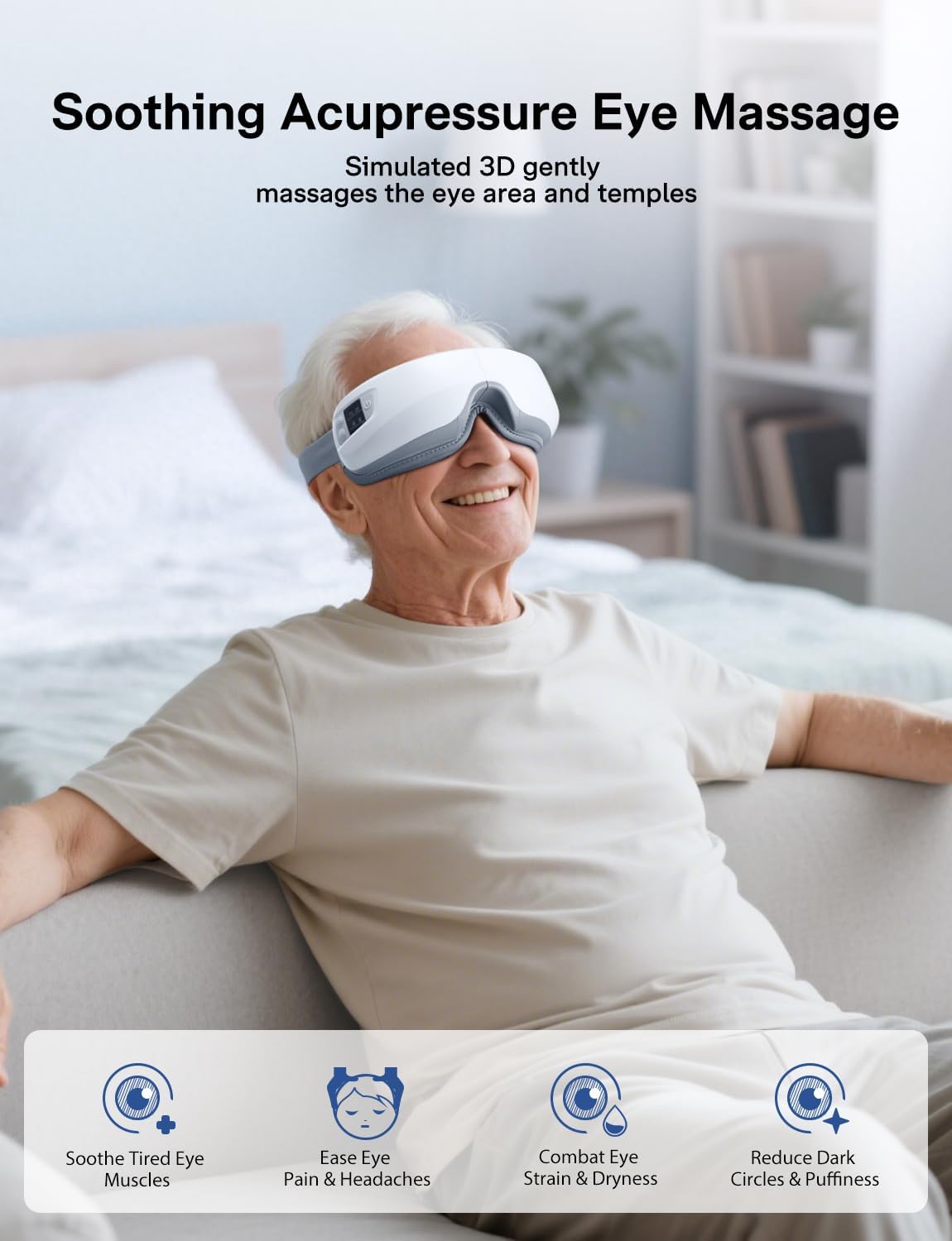 Eye Massager with Heat & Bluetooth Music, Massaging Eye Mask