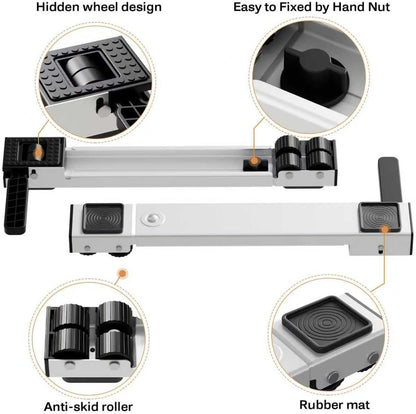 Appliance Rollers Heavy Duty,Newest Extendable Appliance Sliders,Liftable Washing Machine Base,Easily Move Washer and Dryer Machines,Refrigerators,Furniture-Black