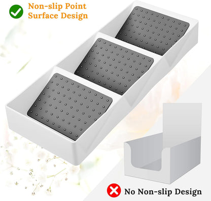 2 Pcs Spice Drawer Organizer Plastic, Drawer Spices Organizer, 3 Tier Kitchen Cabinet Seasoning Rack, White Gray, for Spice Jars, Essential Oils, Cosmetics, Office Supplies, Pantry Storage