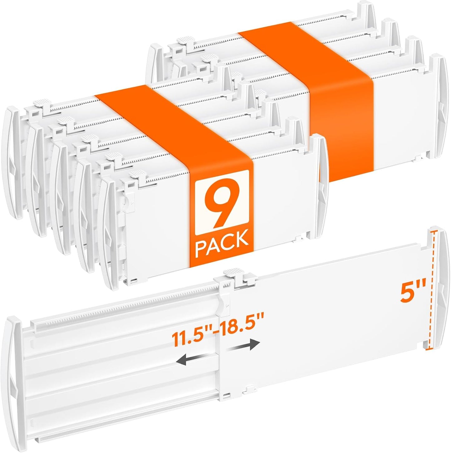 Lifewit 8" Tall Drawer Dividers, Adjustable Deep Drawer Organizer Clothes | 4 Pack 13.8"-22.2" Expandable White Plastic Separators for Dresser, Kitchen, Cabinet, Closet, Office Organization & Storage