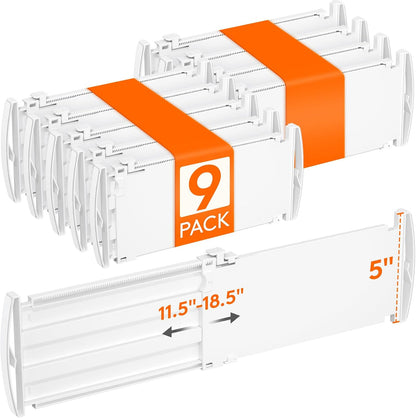 Lifewit 8" Tall Drawer Dividers, Adjustable Deep Drawer Organizer Clothes | 4 Pack 13.8"-22.2" Expandable White Plastic Separators for Dresser, Kitchen, Cabinet, Closet, Office Organization & Storage