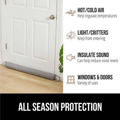 GORILLA GRIP Door Draft Stopper for Bottom of Doors, Cold Air Insulation Sweep, Weather Stripping Seal Noise, Soundproofing, Warmth Sealer, Easy Install Gap Filler, Home Essentials, 32 Inch, Gray