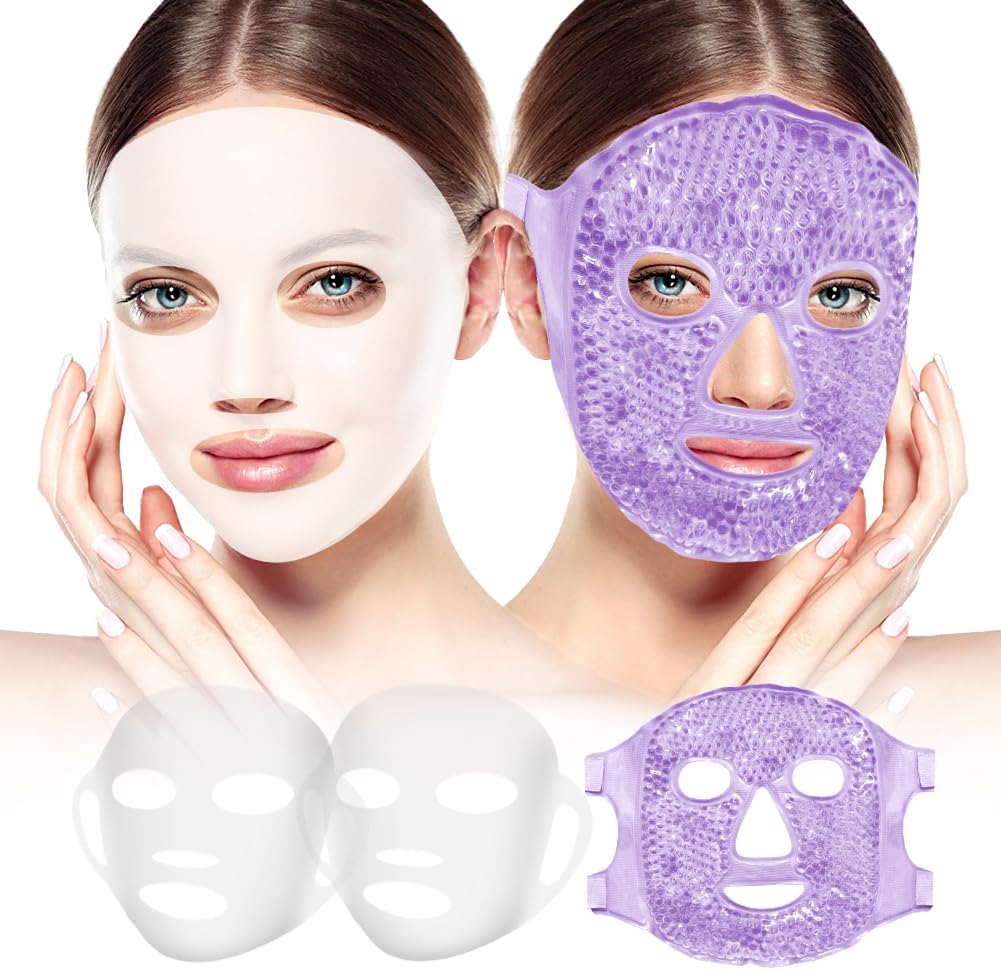 my novel things Face Ice Pack and 2 Packs Silicone Face Mask Cover