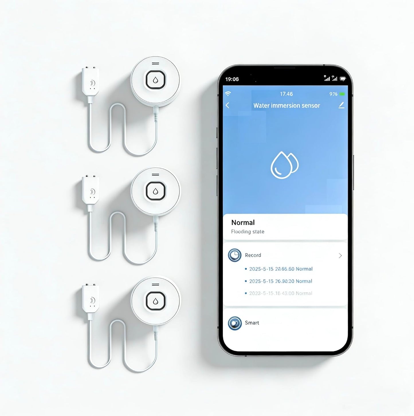Wi-Fi Water Leak Detector, 100dB Adjustable Audio Alarm Sensor, Sensitive Leak & Drip Alert with Remote Email & APP Notification, for Home and Basement 2PCS
