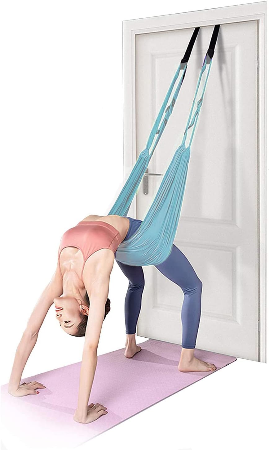 Yoga Stretching Strap, Adjustable Leg Stretcher Waist Back Stretch Band with Door Anchor, Flexibility Backbend Trainer for Aerial Yoga, Pilates, Ballet, Dance