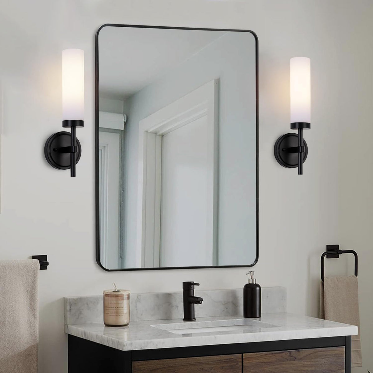 Wireless Wall Sconces with Remote Control, Battery Operated Wall Sconce Set of 2, Black & Gold Rechargeable Dimmable Wall Light for Bedroom Living room Bathroom Hallway Entryway Stairwell, 3000K