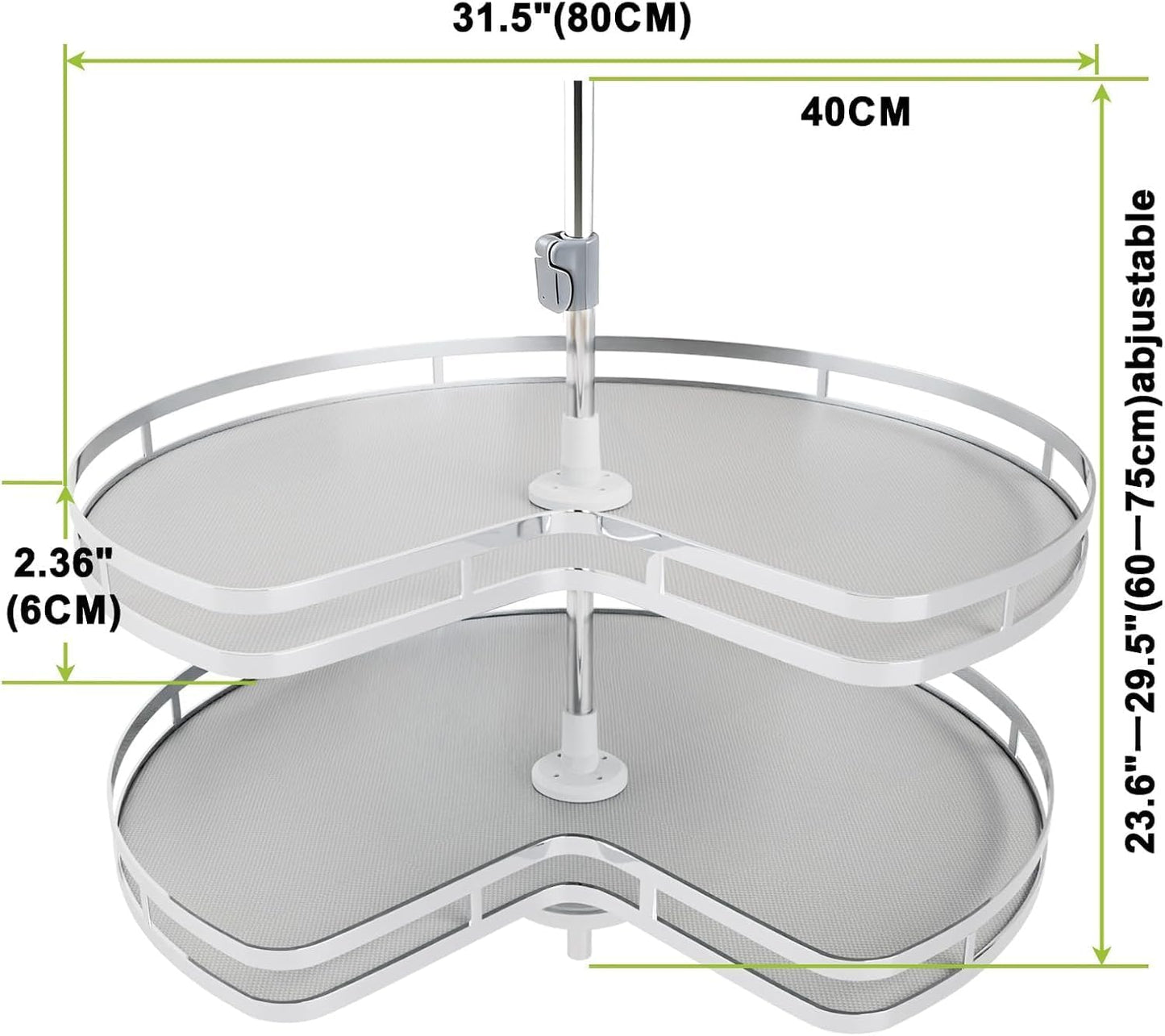 Blind Corner Cabinet Pull Out Organizer, Soft Close Swing Right Pull Out Cabinet Organizer 36inch, Corner Cabinet Lazy Susan for Corner Cabinet Blind Shelf, 2 Tiers Tray, Adjustable Height