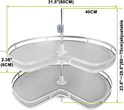 Blind Corner Cabinet Pull Out Organizer, Soft Close Swing Right Pull Out Cabinet Organizer 36inch, Corner Cabinet Lazy Susan for Corner Cabinet Blind Shelf, 2 Tiers Tray, Adjustable Height